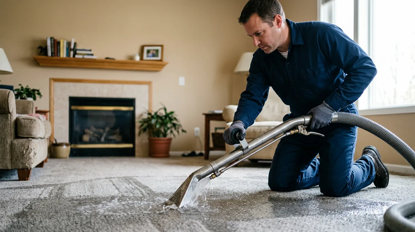 Water damage restoration technician working near Kenyon, RI